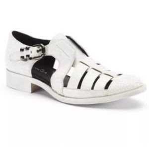 Kenneth Cole Skidmore White Crackle Leather Shoes